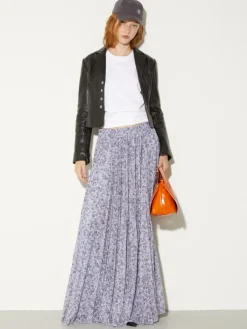 Pleated jersey circle skirt - aubergine