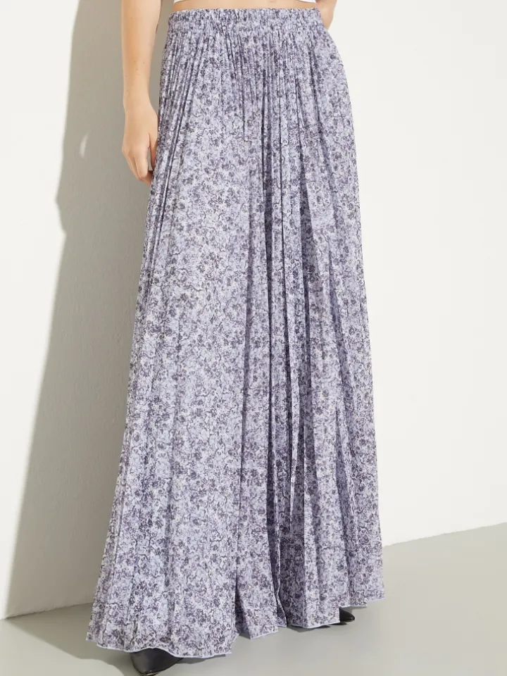 Pleated jersey circle skirt - aubergine