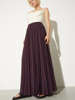 Pleated jersey circle skirt - aubergine