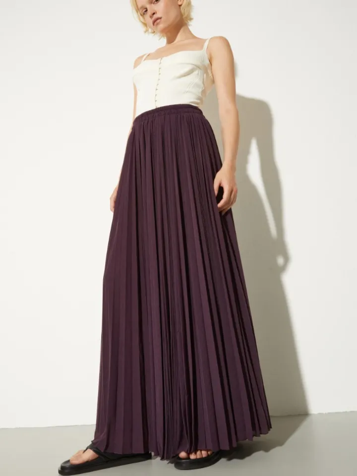 Pleated jersey circle skirt - aubergine