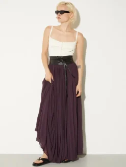 Pleated jersey circle skirt - aubergine
