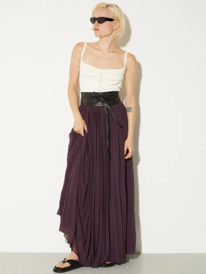Pleated jersey circle skirt - aubergine