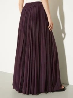Pleated jersey circle skirt - aubergine