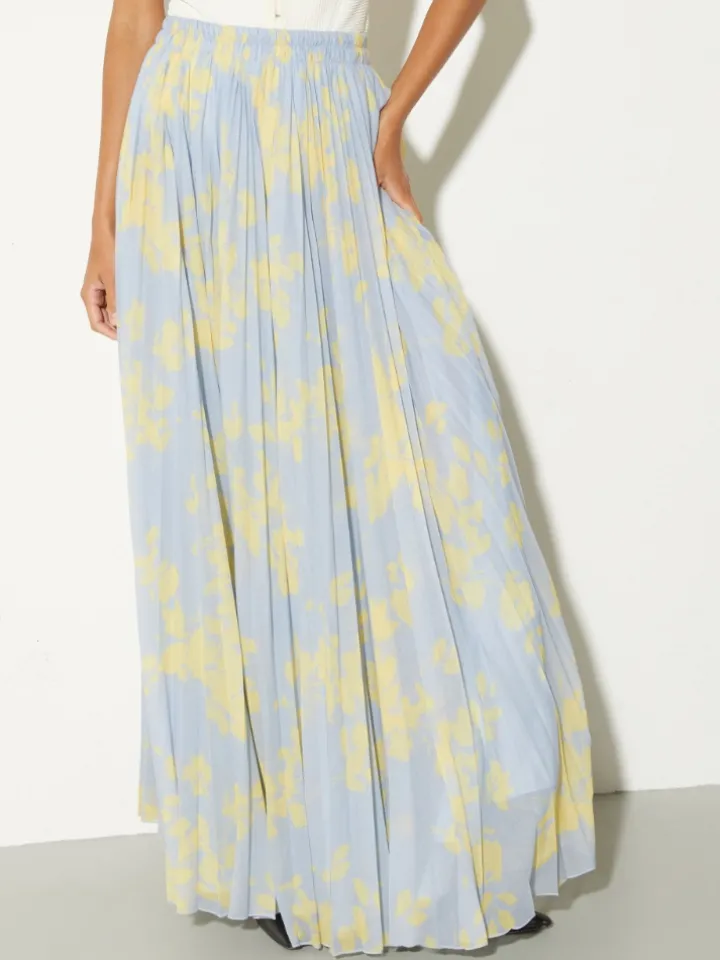 Pleated jersey circle skirt - dust blue