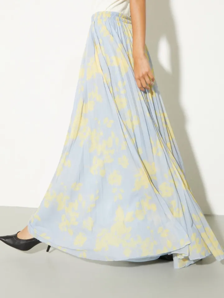 Pleated jersey circle skirt - dust blue
