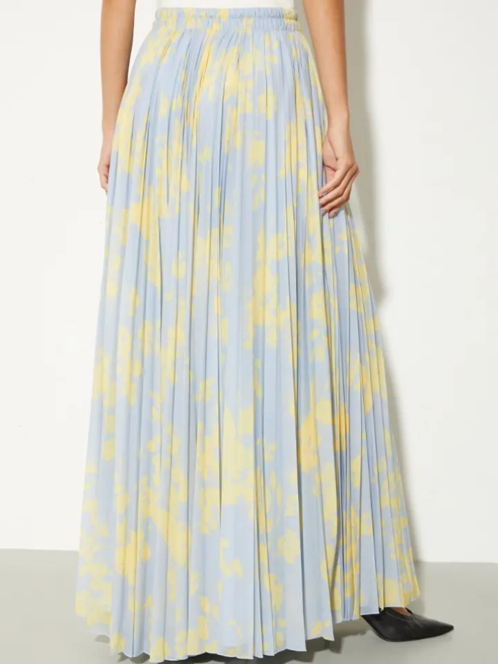 Pleated jersey circle skirt - dust blue