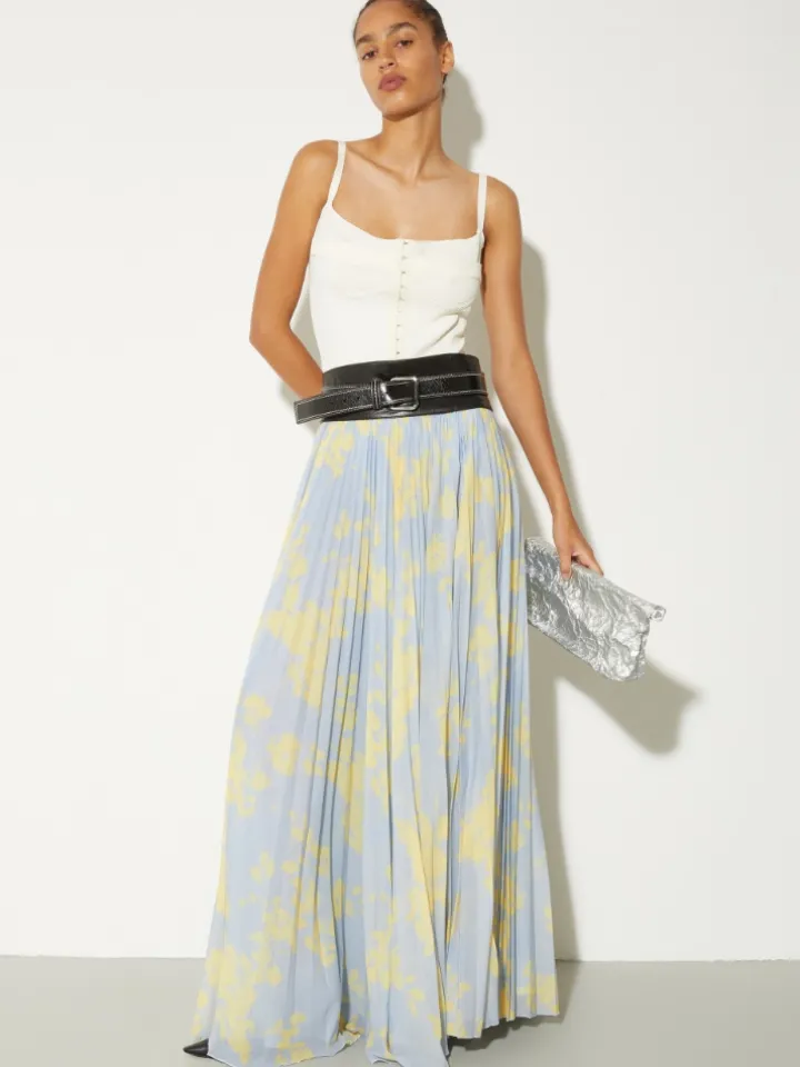 Pleated jersey circle skirt - dust blue