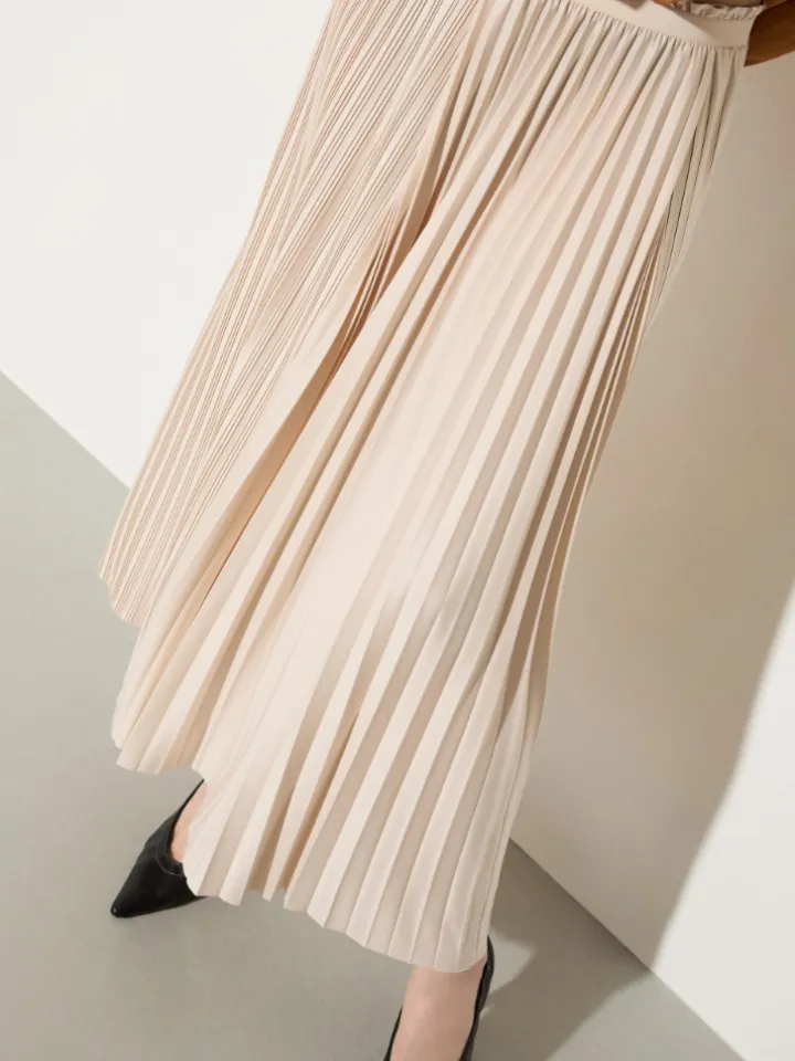 Pleated jersey skirt - powder