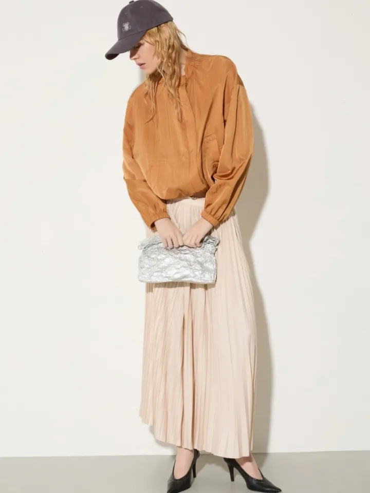 Pleated jersey skirt - powder