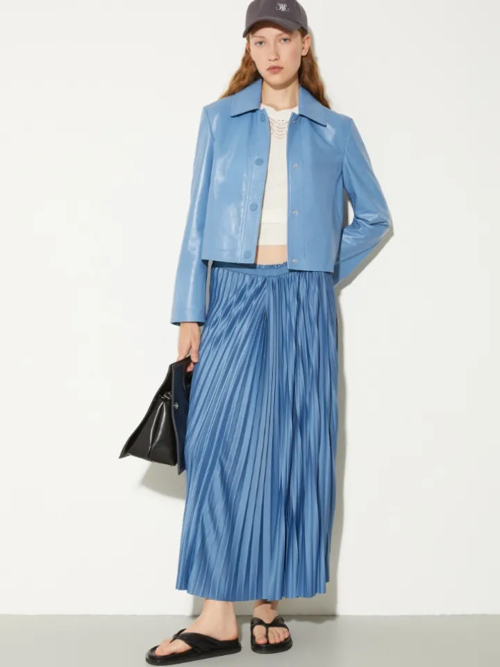 Pleated jersey skirt - sky blue