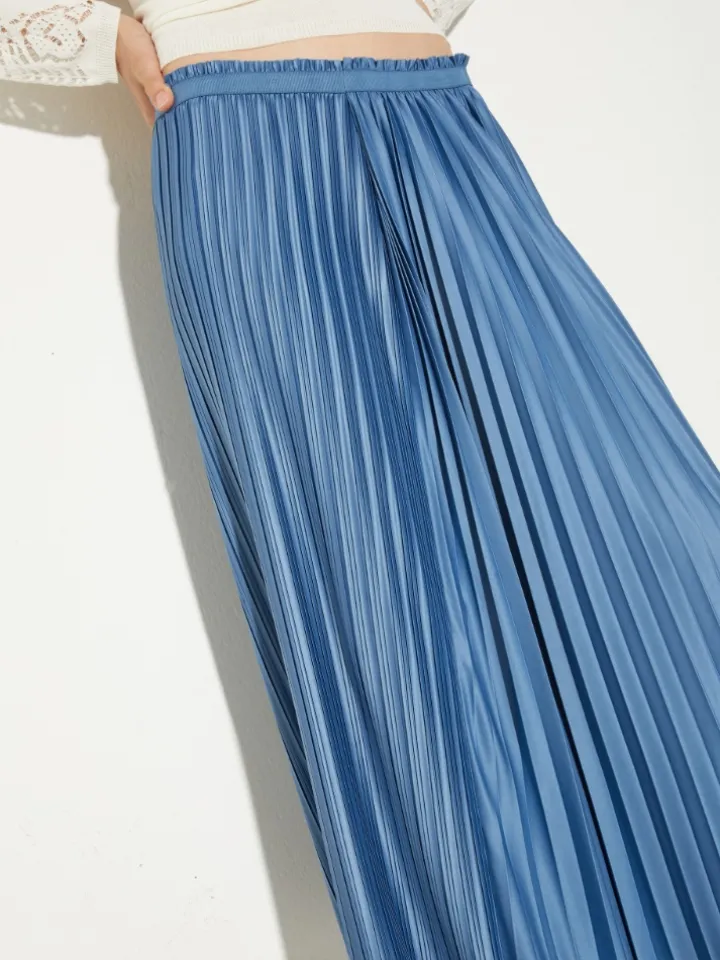 Pleated jersey skirt - sky blue