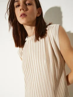Pleated jersey top - powder