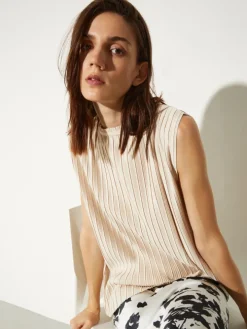 Pleated jersey top - powder