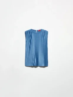 Pleated jersey top - sky blue