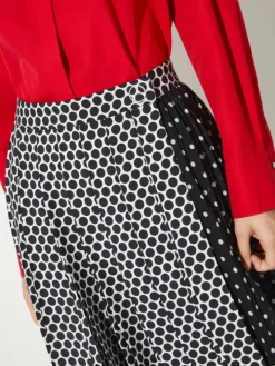 Pleated polka-dot wrap skirt - black