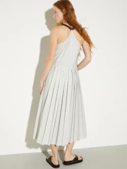 Pleated poplin midi dress - ice