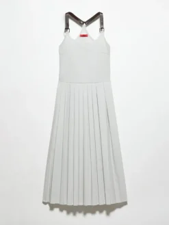 Pleated poplin midi dress - ice