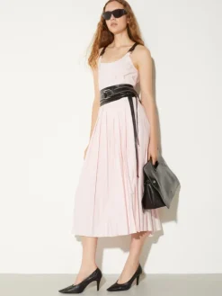 Pleated poplin midi dress - pink