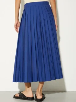 Pleated poplin midi skirt - indigo