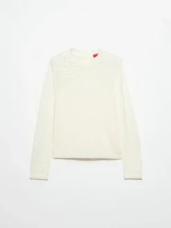 Pointelle-knit cotton jumper - milk