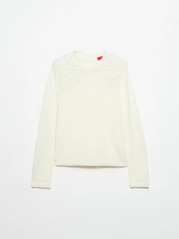 Pointelle-knit cotton jumper - milk