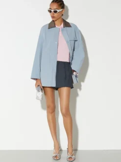 Pointelle-knit cotton polo shirt - pink