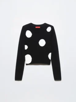 Polka-dot jacquard jumper - black