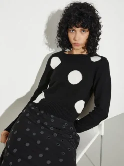 Polka-dot jacquard jumper - black