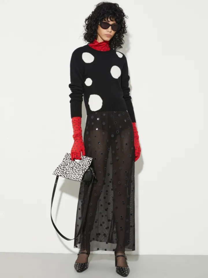 Polka-dot jacquard jumper - black
