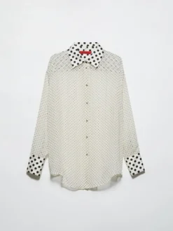 Polka-dot silk-georgette shirt - white