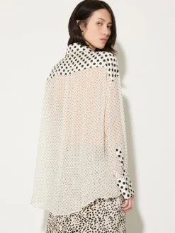 Polka-dot silk-georgette shirt - white