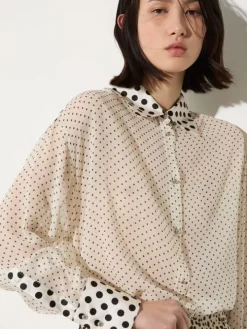Polka-dot silk-georgette shirt - white