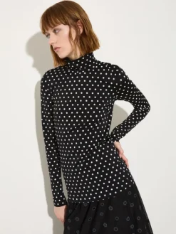 Polka-dot T-shirt with gloves - black