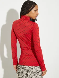 Polka-dot T-shirt with gloves - red