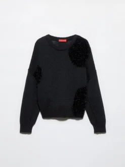 Polka dot wool-blend jumper - black