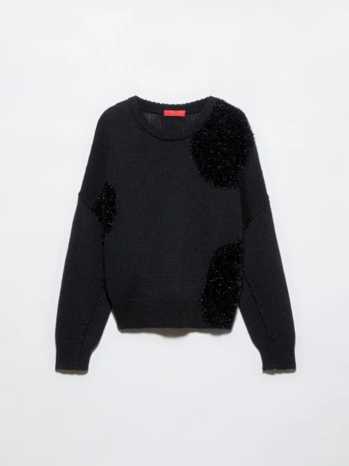 Polka dot wool-blend jumper - black