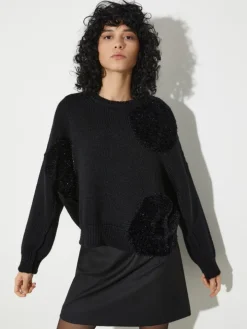 Polka dot wool-blend jumper - black