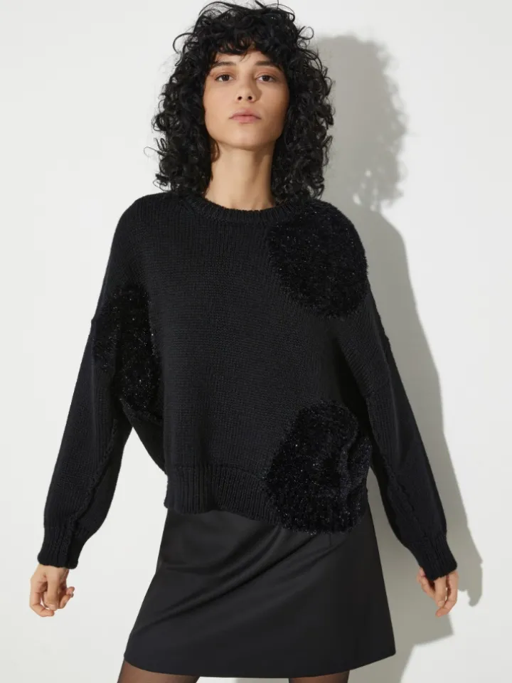 Polka dot wool-blend jumper - black
