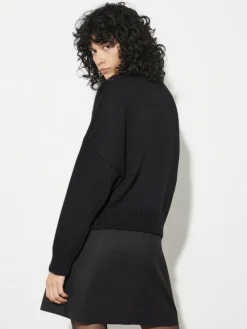 Polka dot wool-blend jumper - black