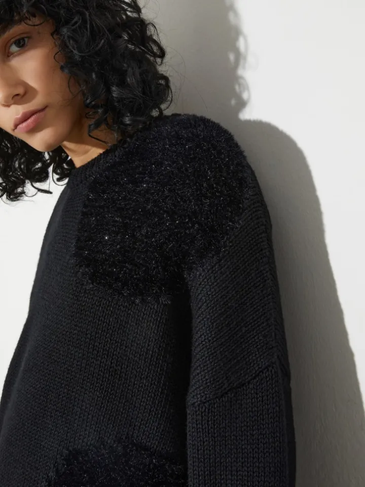 Polka dot wool-blend jumper - black