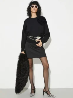Polka dot wool-blend jumper - black