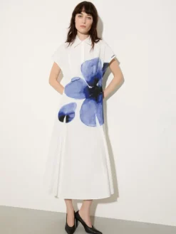 Poplin fit-and-flare dress - cream