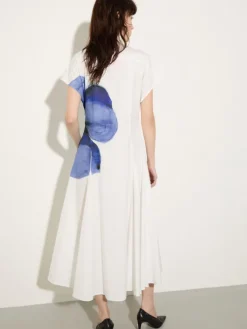 Poplin fit-and-flare dress - cream
