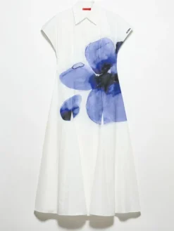 Poplin fit-and-flare dress - cream