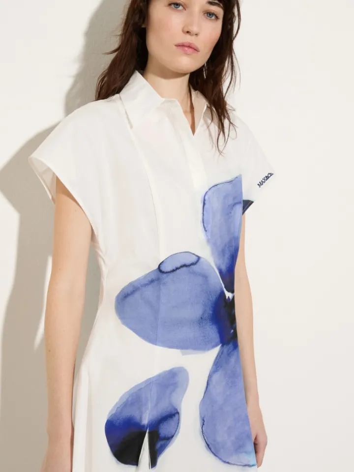 Poplin fit-and-flare dress - cream