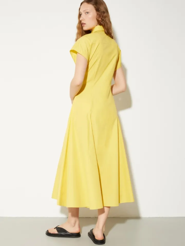 Poplin fit-and-flare dress - light yellow