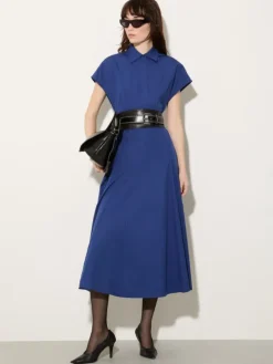 Poplin fit-and-flare dress - navy