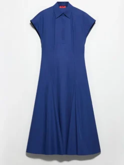 Poplin fit-and-flare dress - navy