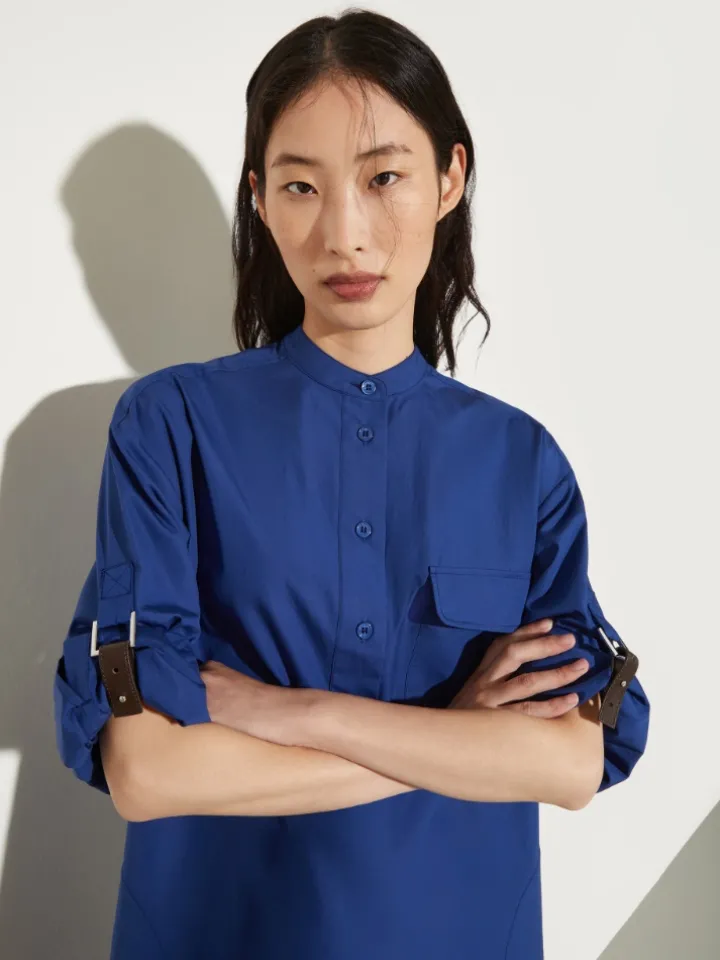 Poplin tunic dress - navy