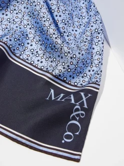 Printed silk-twill scarf - navy